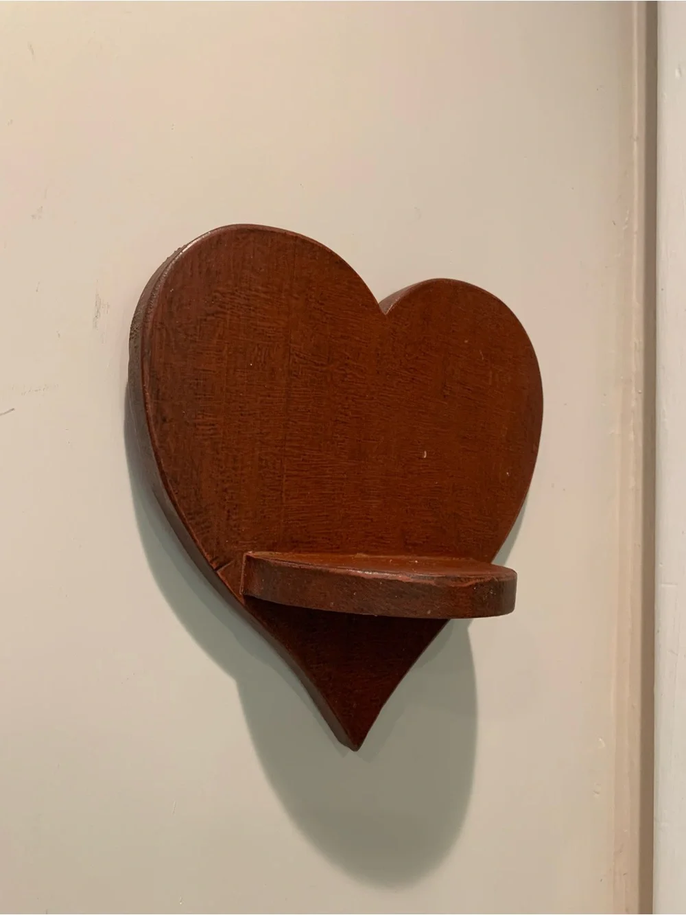 Vintage Heart Shaped Wooden Wall Shelf - Brown